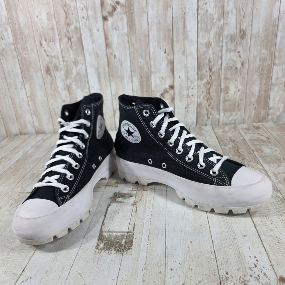 Converse Chuck Taylor All Star Lugged High‎ Top Black White Sneakers Mens 7 - Picture 8 of 8